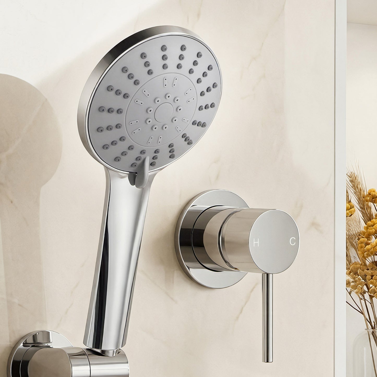 Handheld Shower Head – 5 Spray Modes, 4.5" Chrome Finish