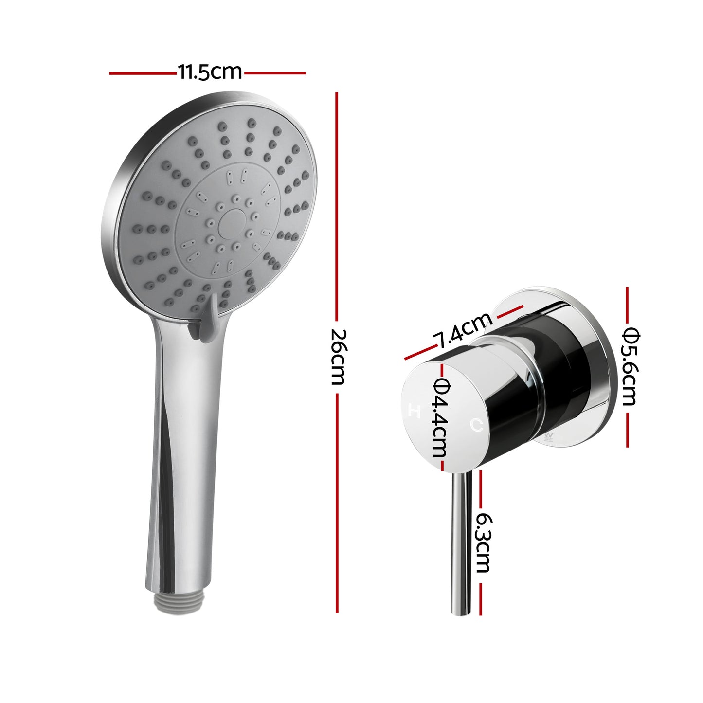 Handheld Shower Head – 5 Spray Modes, 4.5" Chrome Finish
