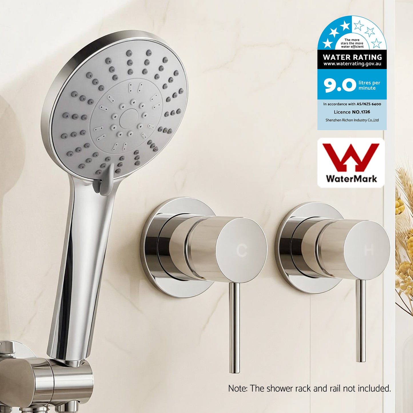 Handheld Shower Head – 4.5" Round, Chrome Finish, Water-Saving Filter