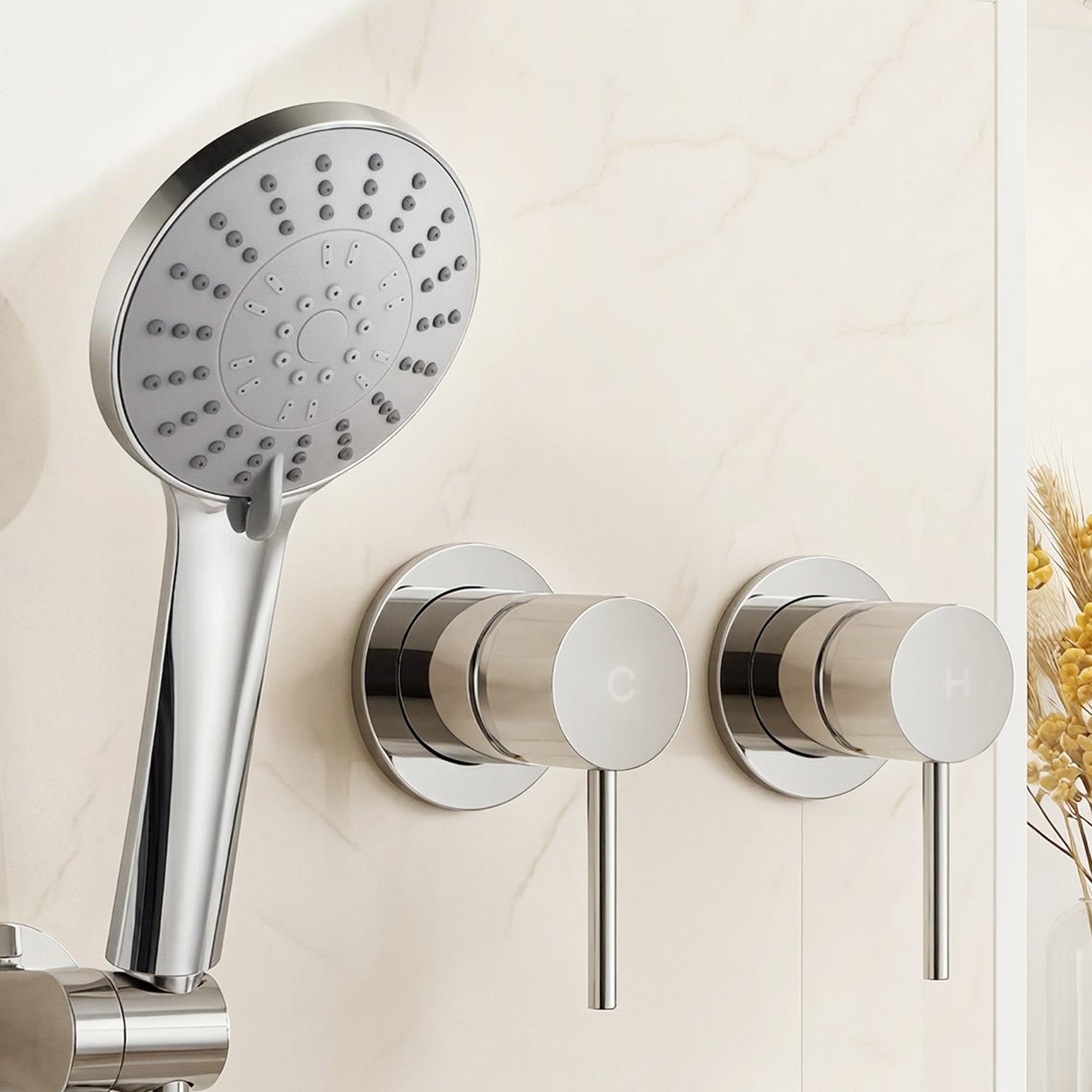 Handheld Shower Head – 4.5" Round, Chrome Finish, Water-Saving Filter