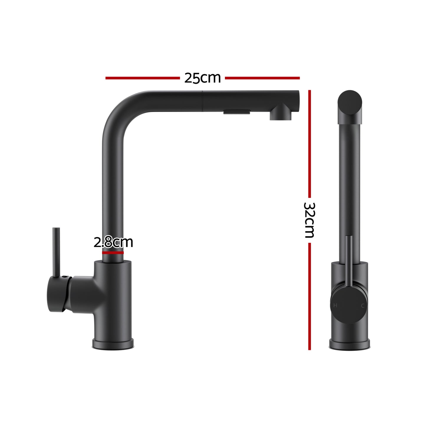 Stainless Steel Kitchen Sink with Pull-Out Mixer Tap – 60x45cm, Black