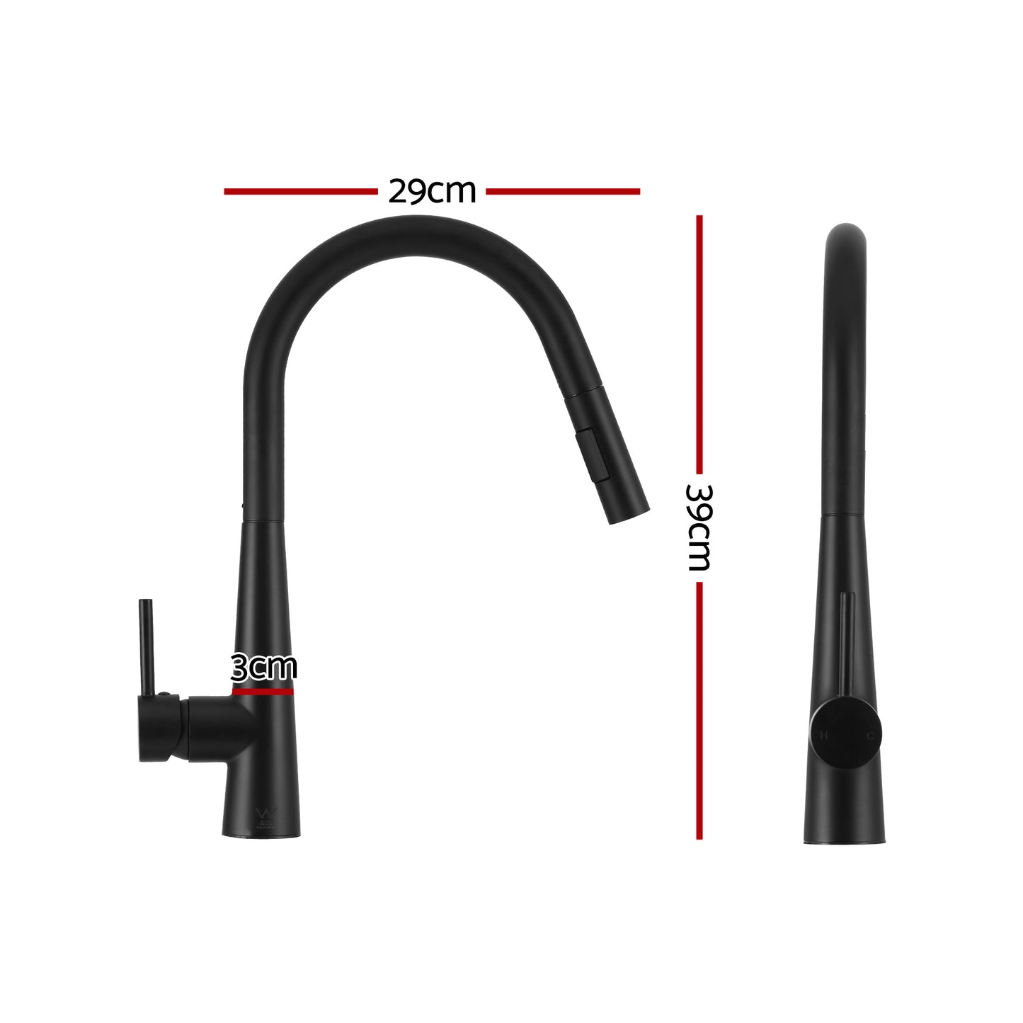 Stainless Steel Kitchen Sink with Pull-Out Mixer Tap – 75x45cm, Black
