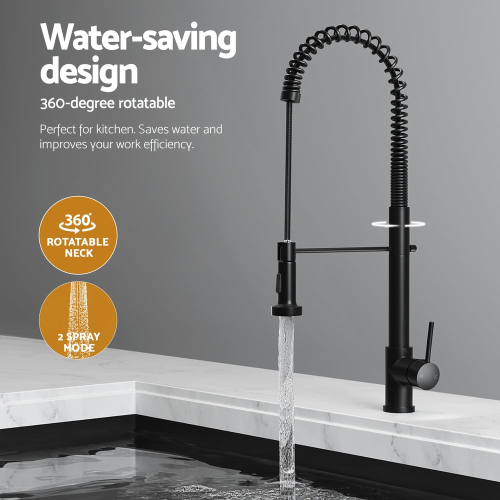 Stainless Steel Double Bowl Kitchen Sink with Pull-Out Black Mixer Tap, 77x45cm