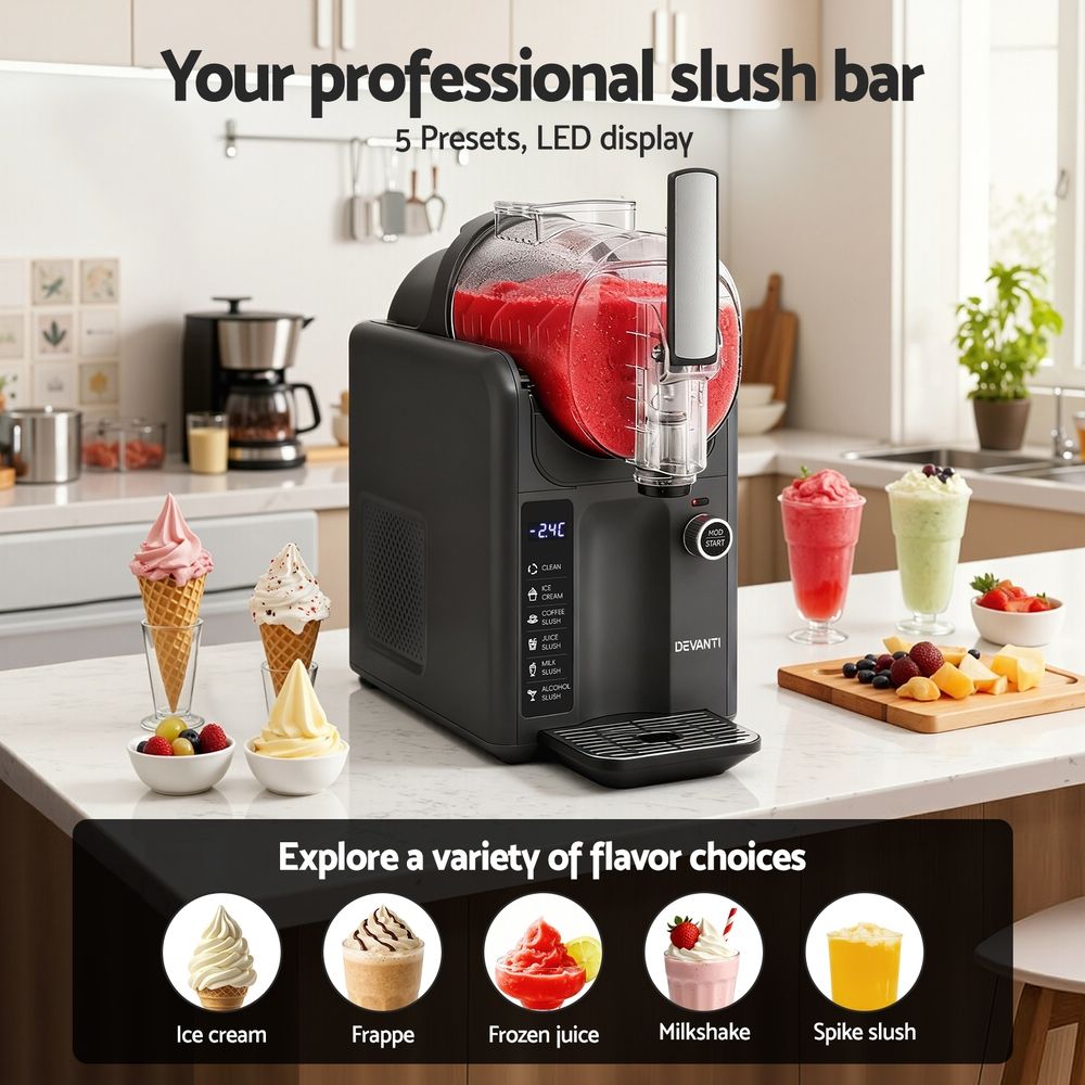 5in1 Slushie and Ice Cream Maker – 2L Capacity, Grey
