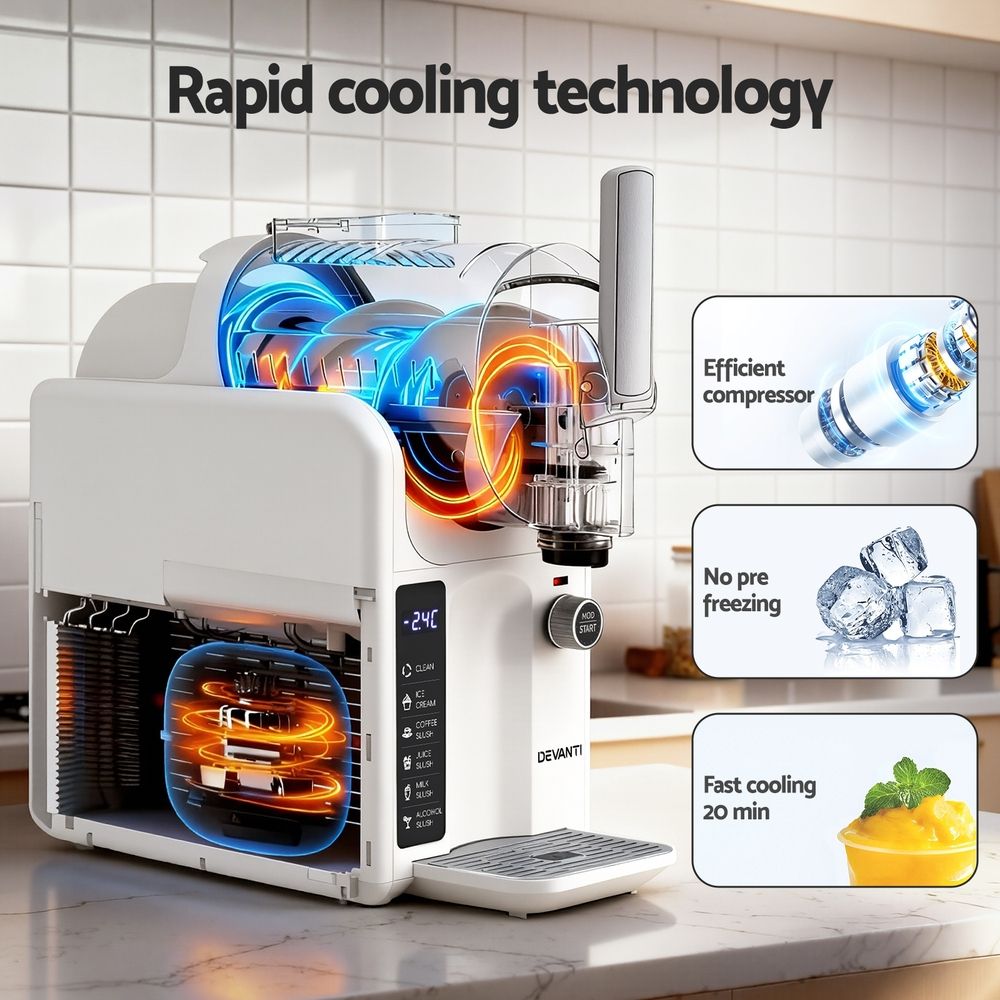 5in1 Slushie and Ice Cream Maker – 2L Capacity, White