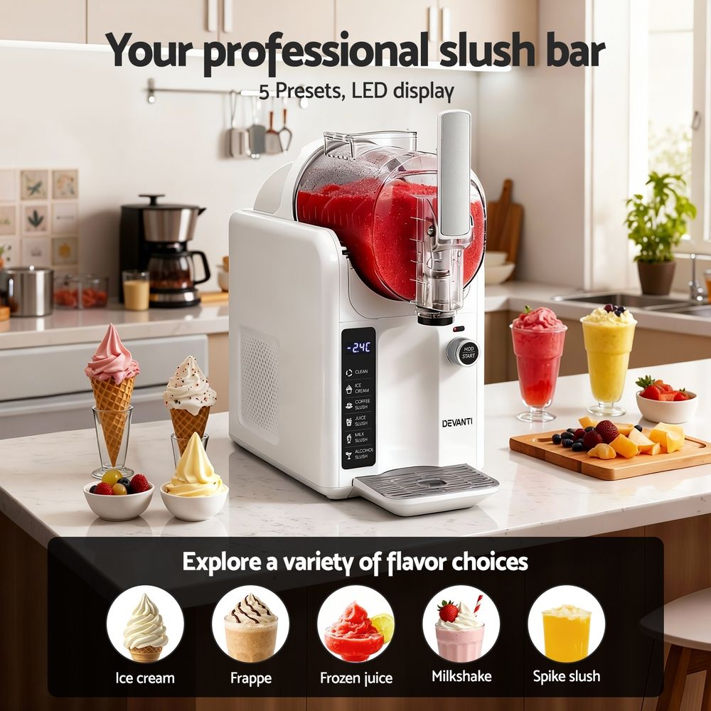 5in1 Slushie and Ice Cream Maker – 2L Capacity, White