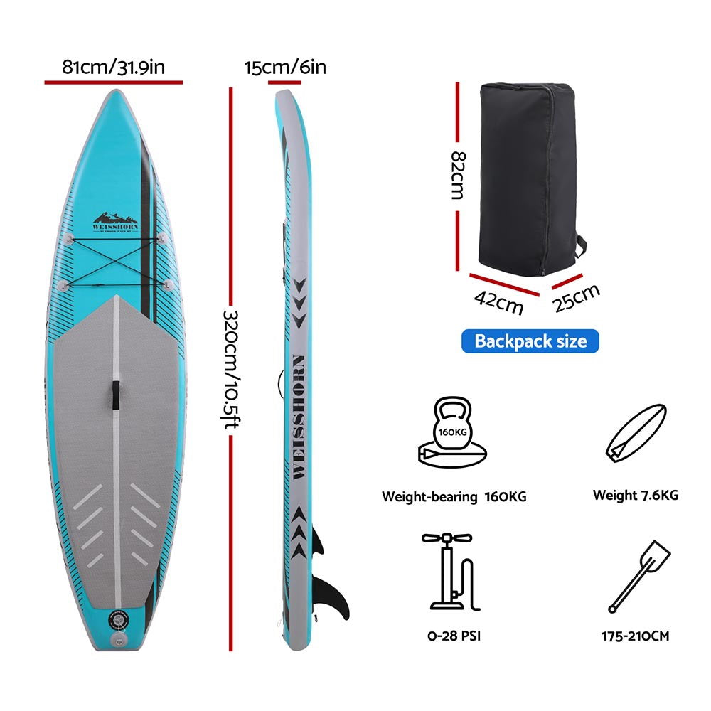 Weisshorn Stand Up Paddle Board – Inflatable, 10.5ft, Green