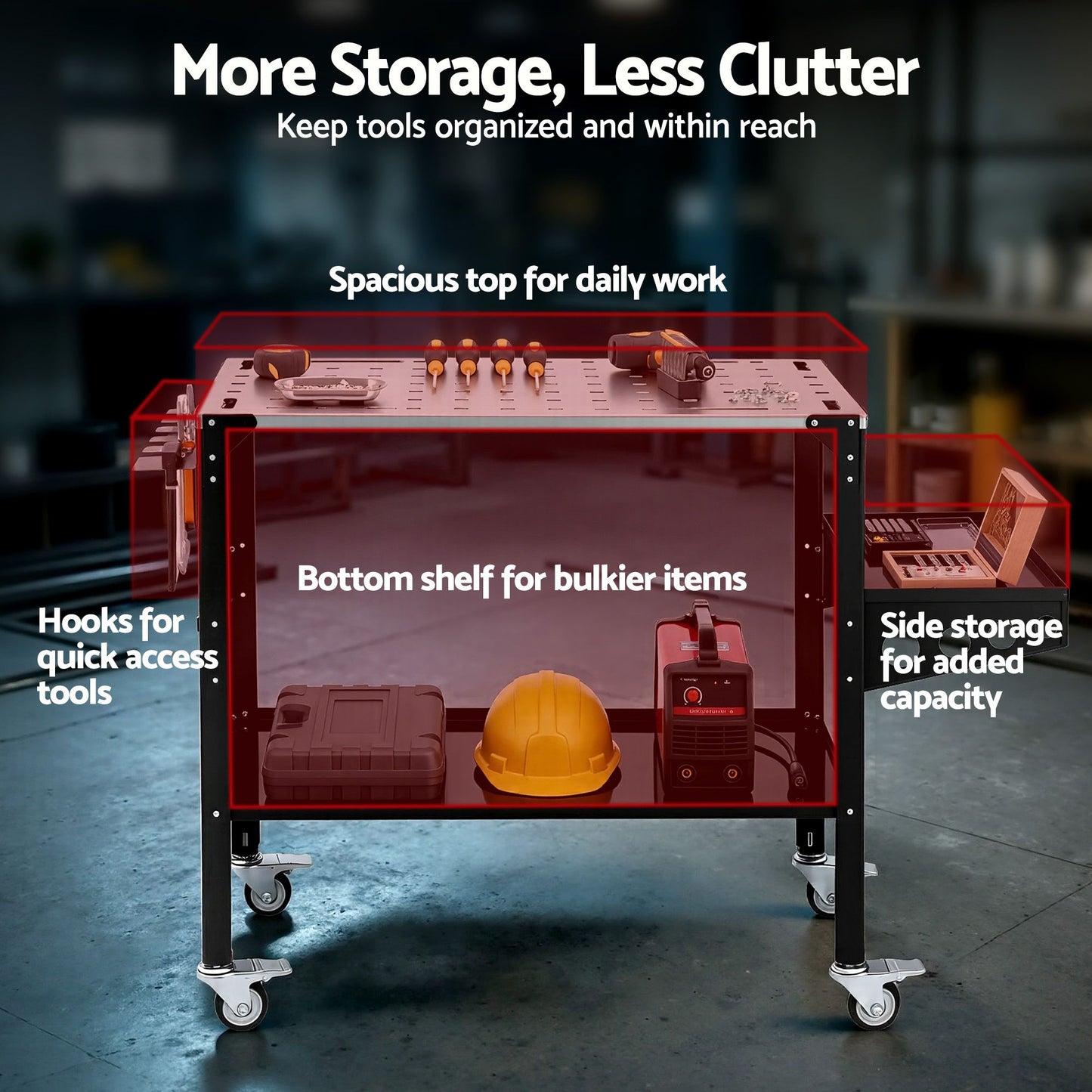 Welding Table Cart – Mobile Workstation with Tool Storage, 130kg Capacity