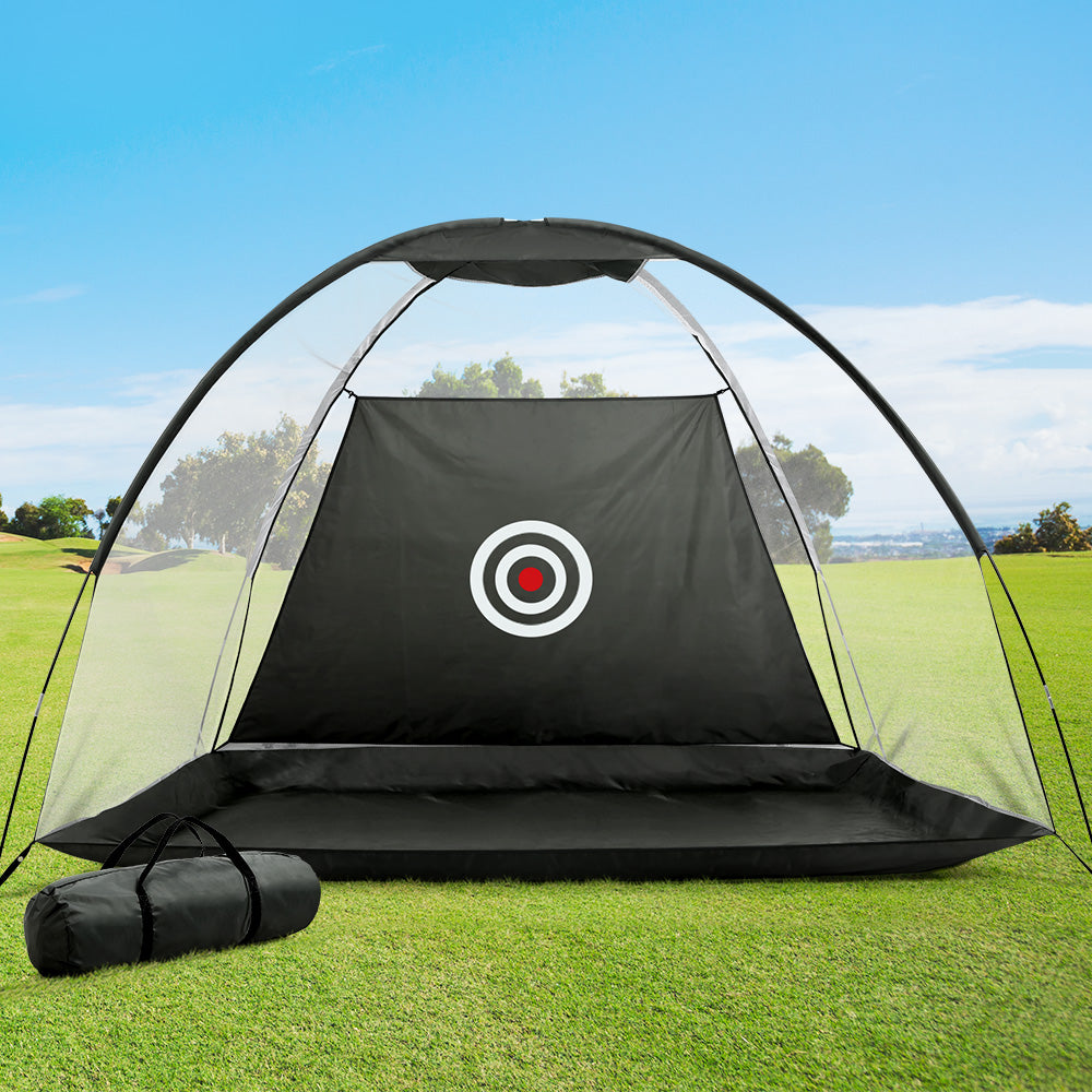 Golf Practice Net – Portable Training Aid with Bullseye Target, Black