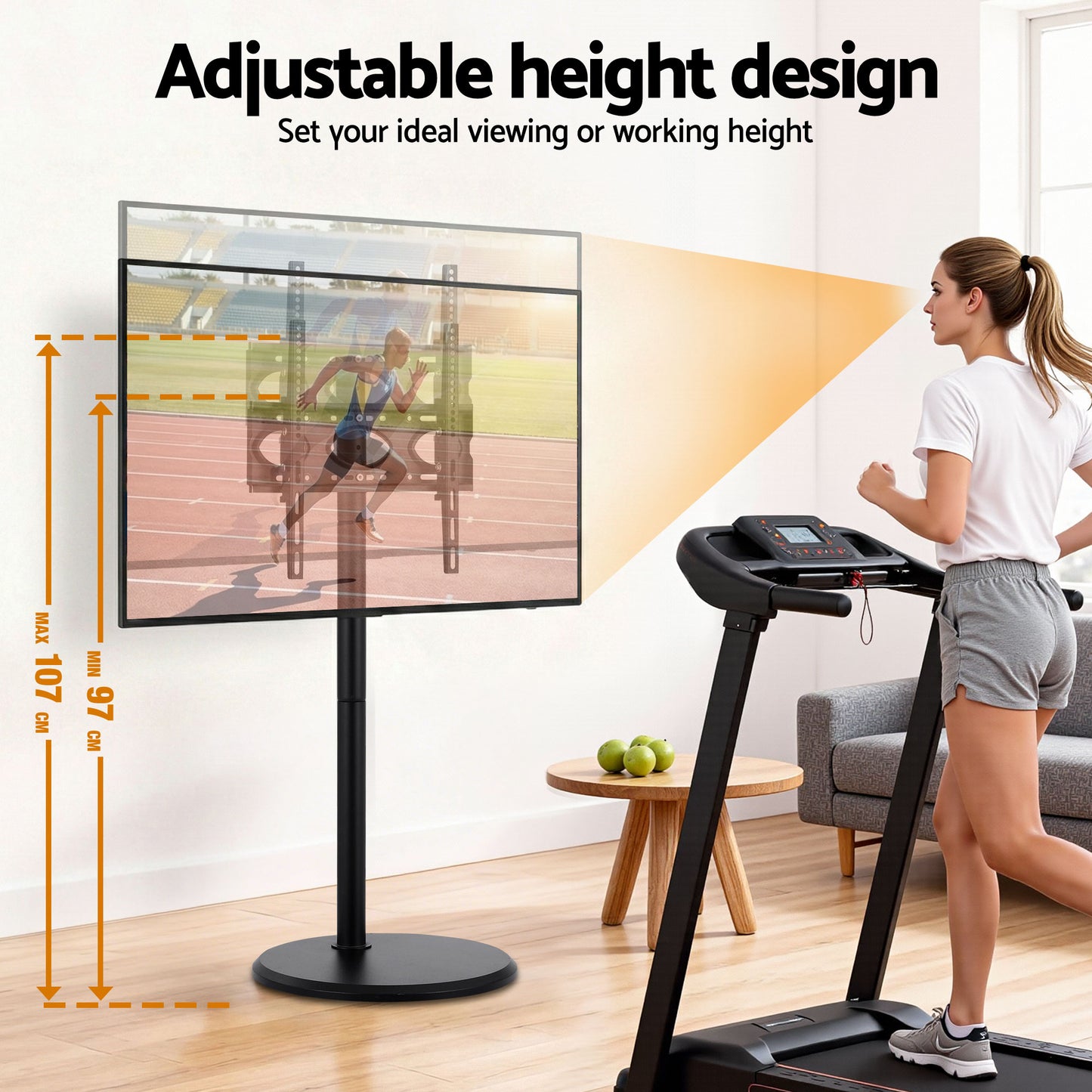 Mobile TV Stand with Wheels – Adjustable Height & Tilt for 32-55 Inch TVs