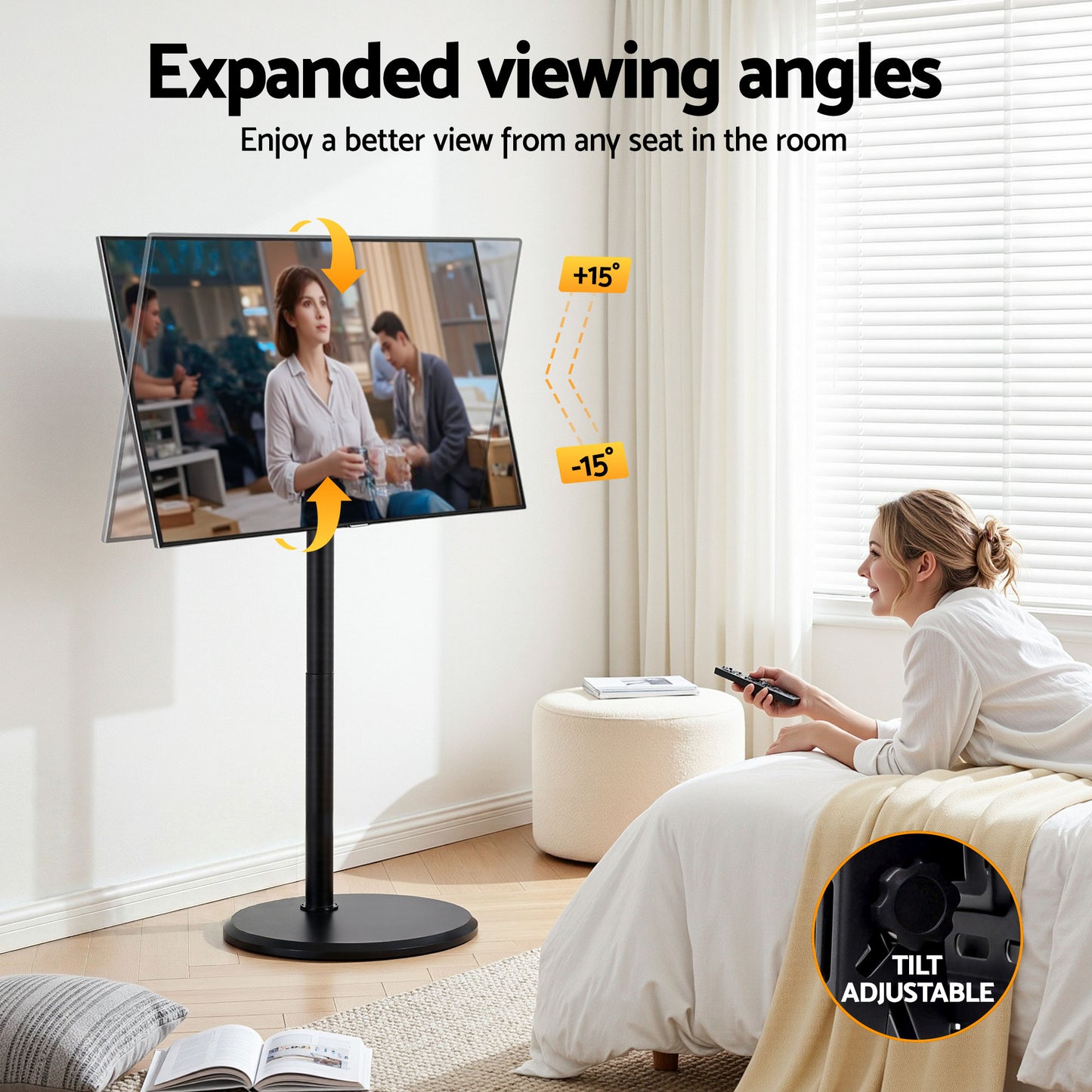 Mobile TV Stand with Wheels – Adjustable Height & Tilt for 32-55 Inch TVs