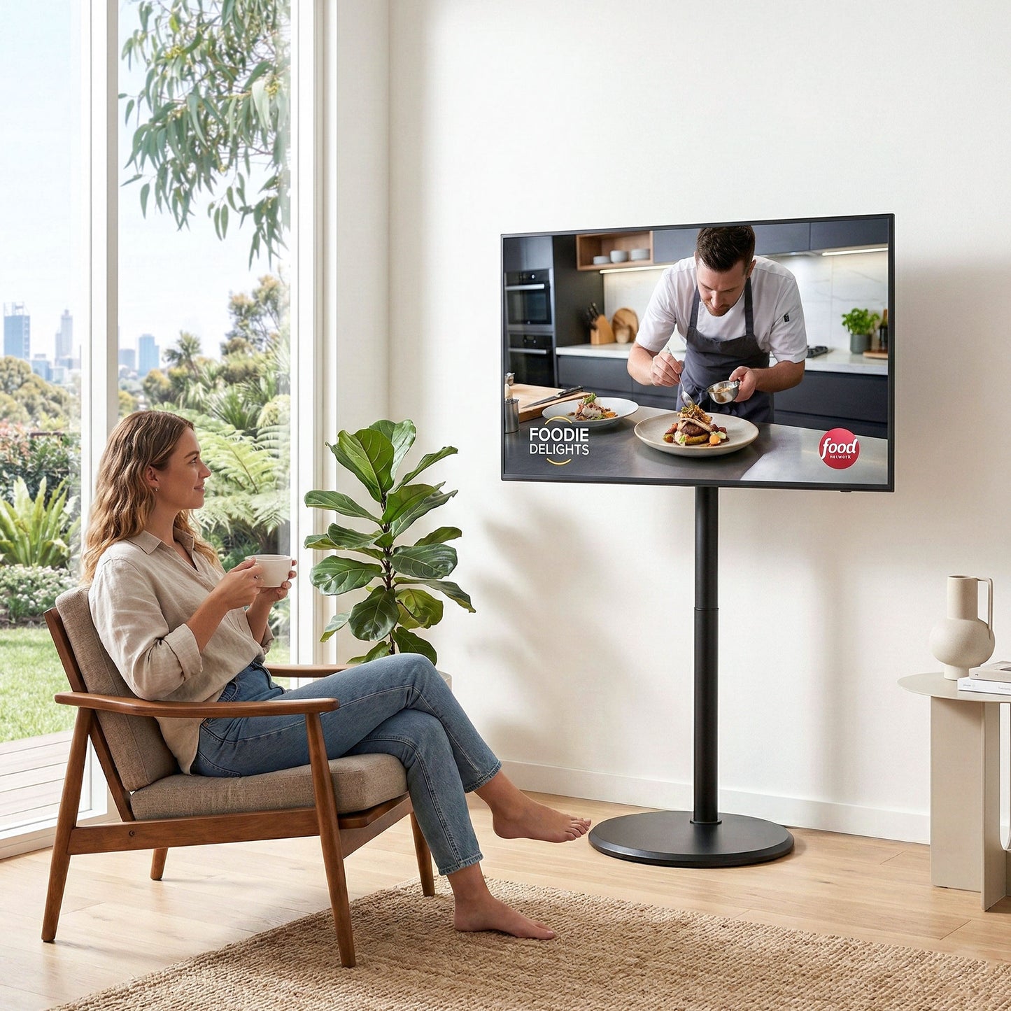 Mobile TV Stand with Wheels – Adjustable Height & Tilt for 32-55 Inch TVs