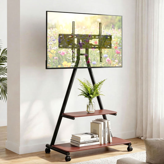 Mobile TV Stand with Wheels – Heavy Duty Mount for 32-75" TVs, Steel Frame