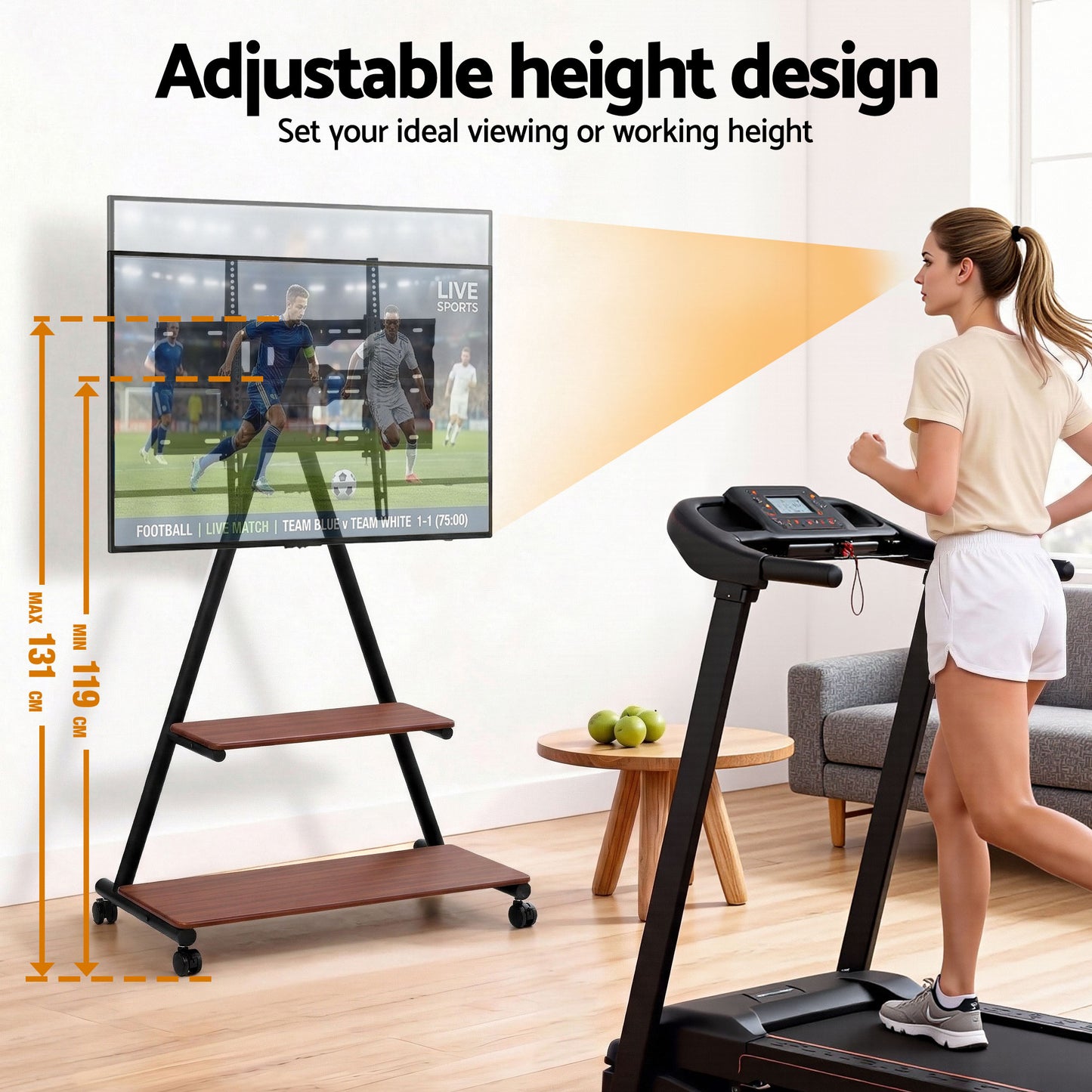 Mobile TV Stand with Wheels – Heavy Duty Mount for 32-75" TVs, Steel Frame