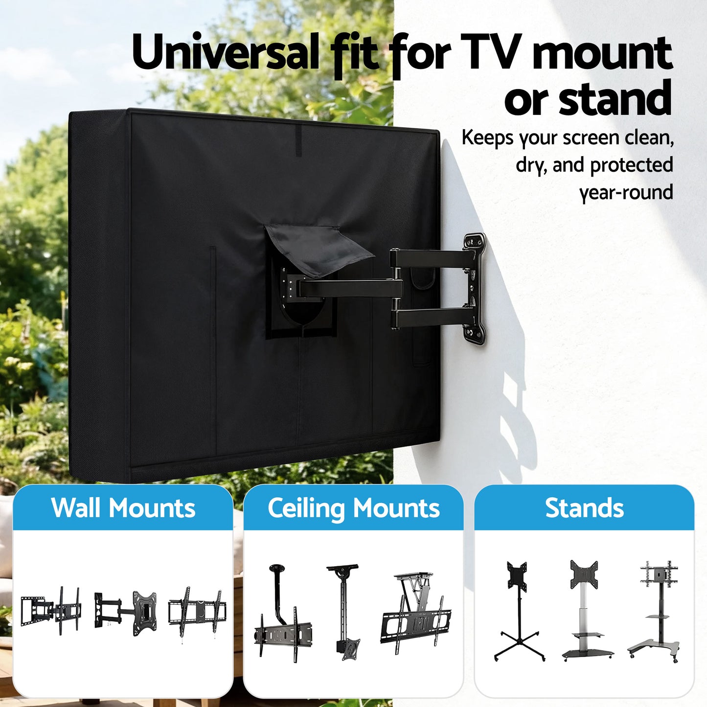 TV Cover – Waterproof Outdoor Protector for 40-43 Inch TVs, Black PVC Oxford Cloth