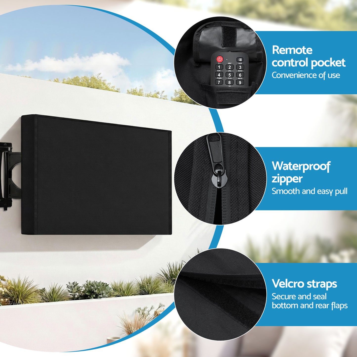TV Cover – Waterproof Outdoor Protector for 40-43 Inch TVs, Black PVC Oxford Cloth