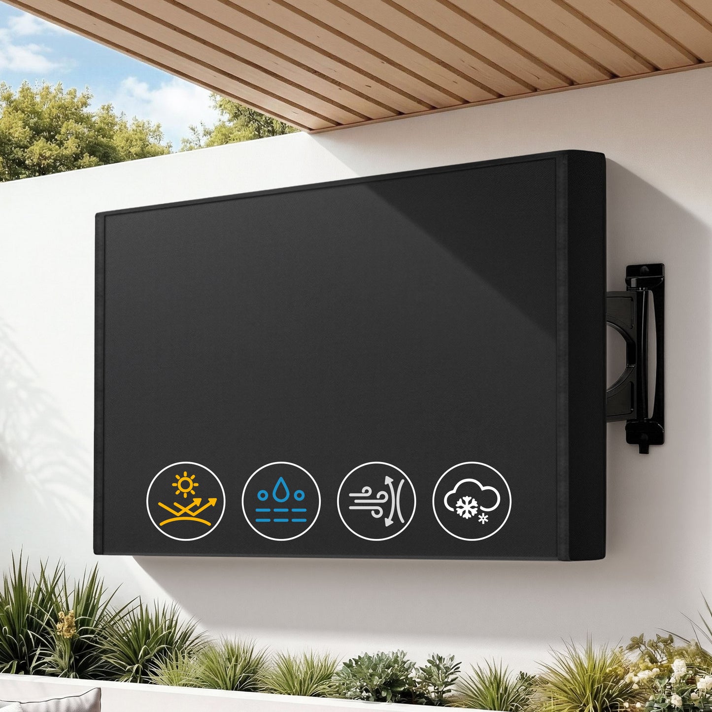 TV Cover – Waterproof Outdoor Protector for 55-58 Inch TVs, Black PVC Oxford Cloth