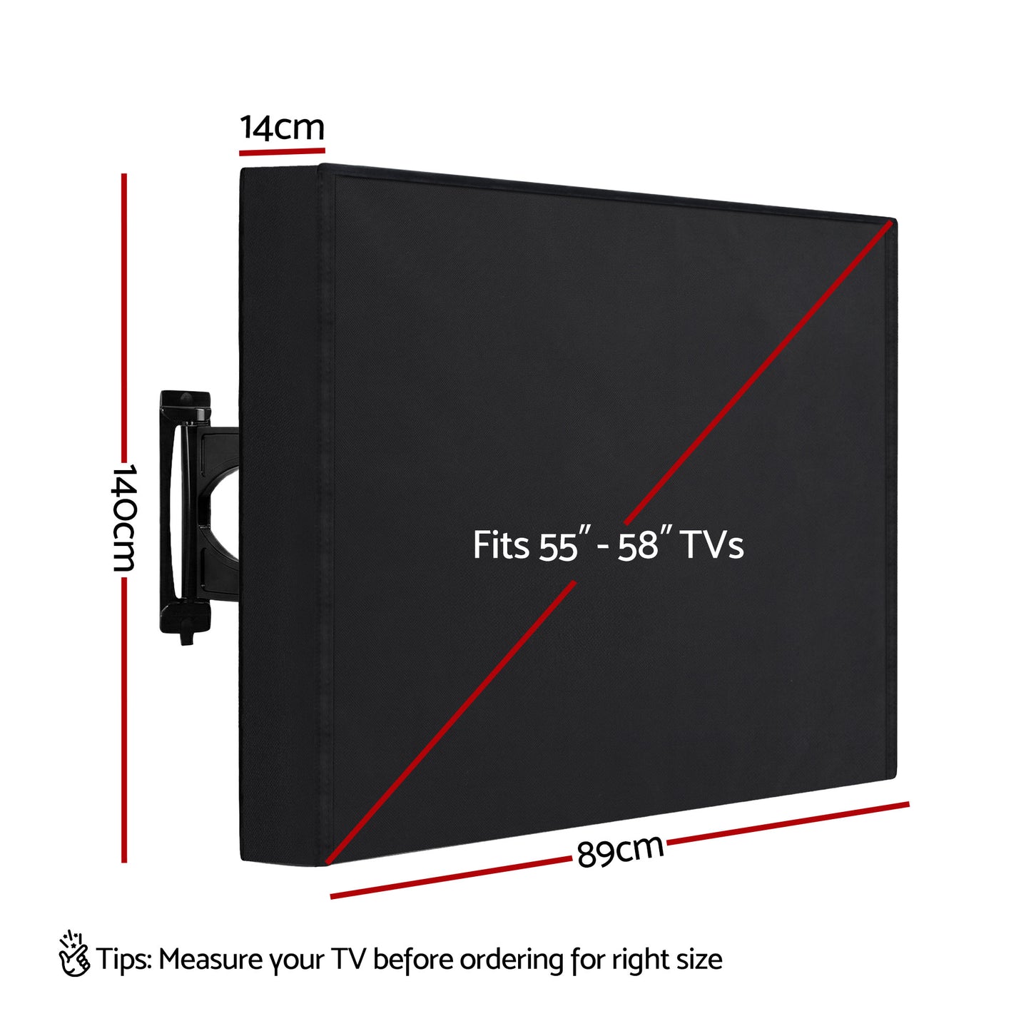TV Cover – Waterproof Outdoor Protector for 55-58 Inch TVs, Black PVC Oxford Cloth