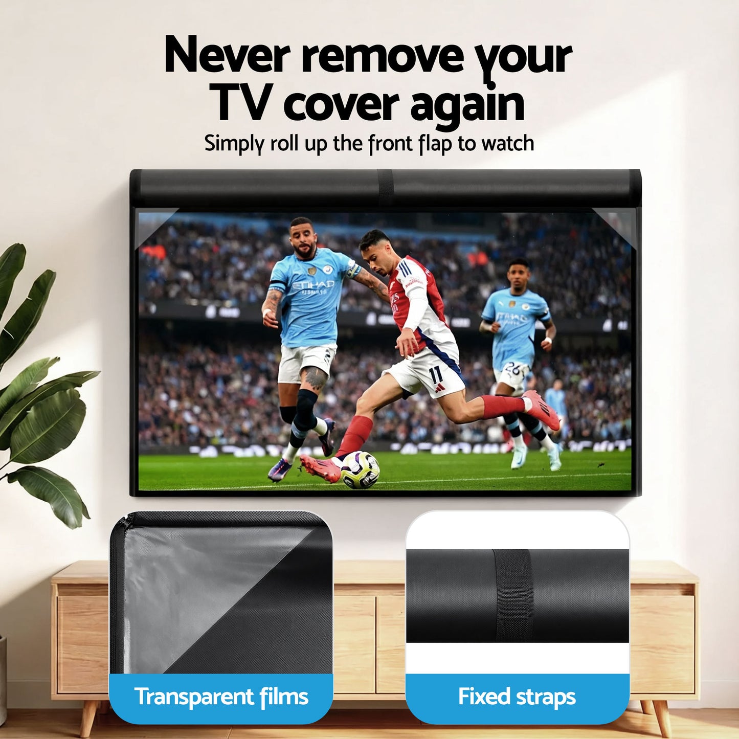 TV Cover – Waterproof Outdoor Protector for 55-58 Inch TVs, Black PVC Oxford Cloth