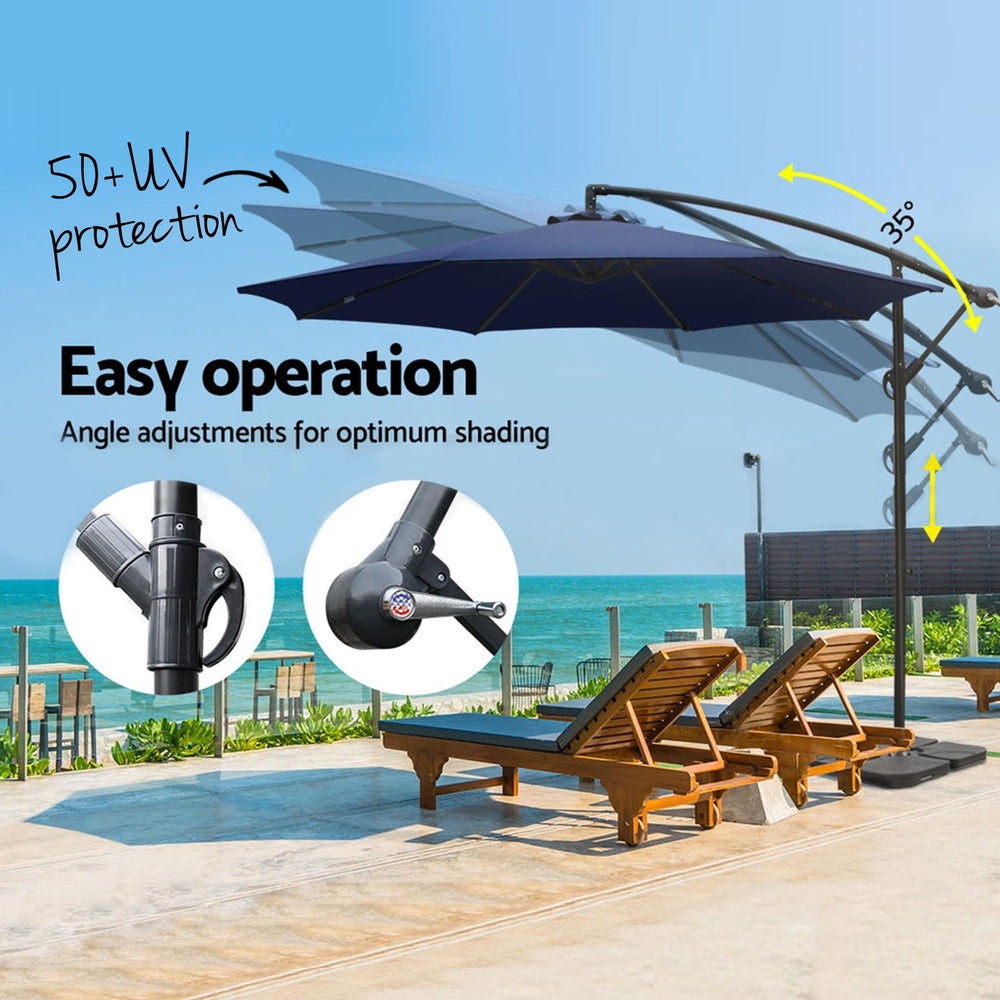 Instahut 3m Umbrella w/Base Outdoor Cantilever Beach Garden Patio Parasol