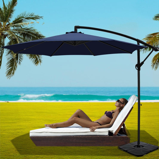 Instahut 3m Umbrella w/Base Outdoor Cantilever Beach Garden Patio Parasol