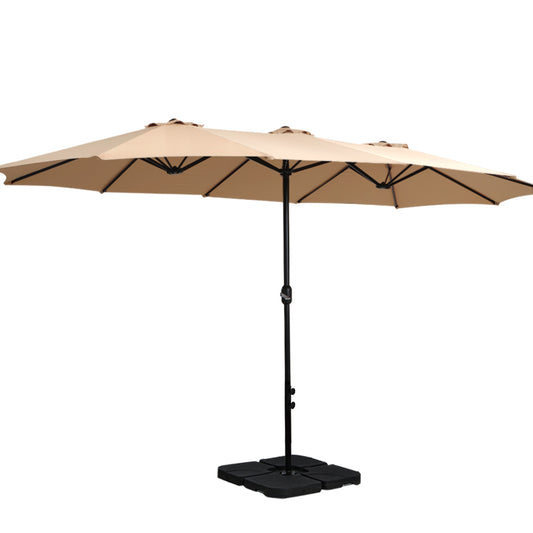 Instahut 4.57m Outdoor Umbrella w/Base Stand Beach Pole Garden Tilt