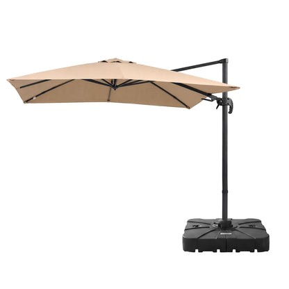 Instahut 3m Cantilever Umbrella with Base – Beige — product-only open umbrella and base