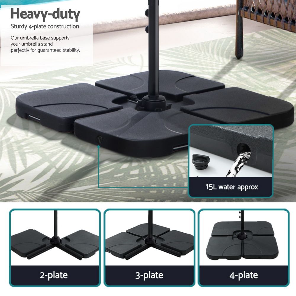 Outdoor Cantilever Umbrella – 3m Grey UV50+ with Base and 360° Tilt