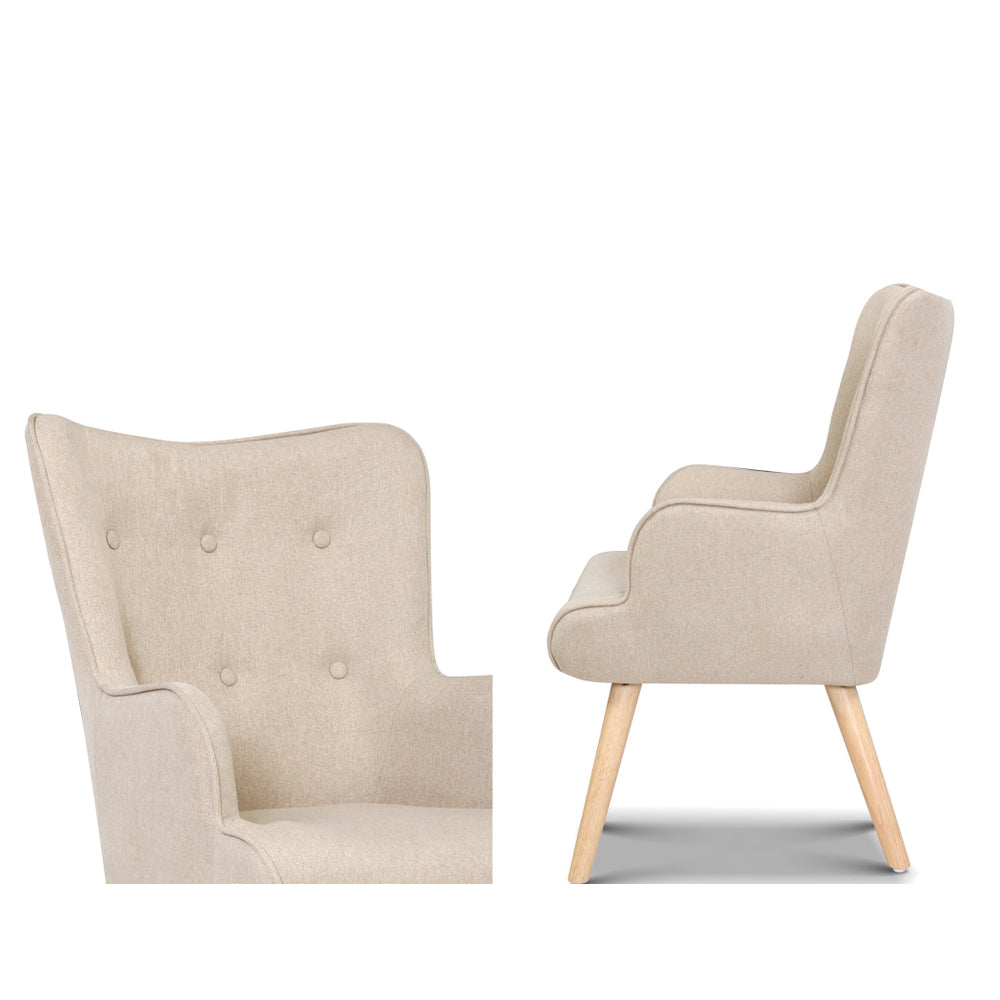 TWSC Armchair Set with Ottoman Beige Lansar