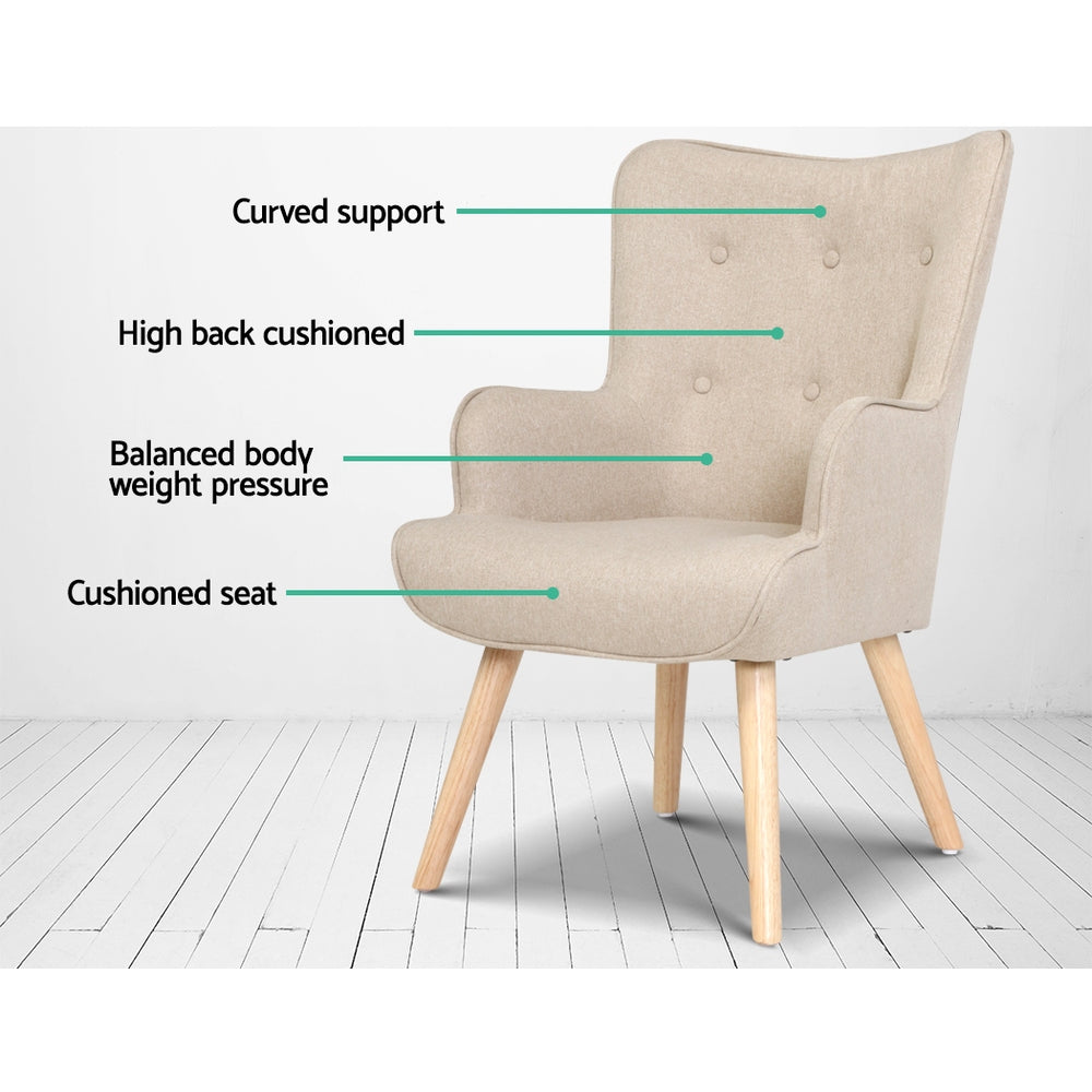 TWSC Armchair Set with Ottoman Beige Lansar
