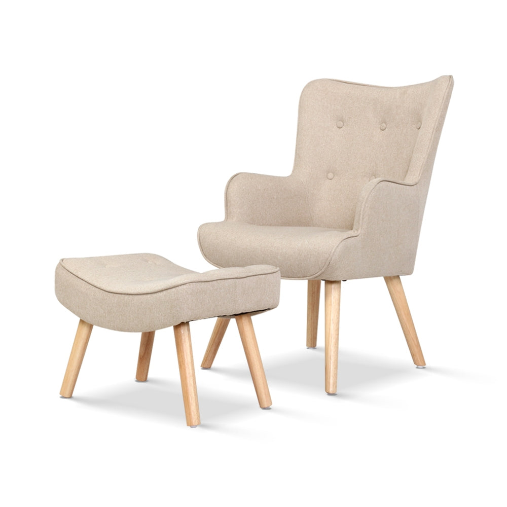 TWSC Armchair Set with Ottoman Beige Lansar
