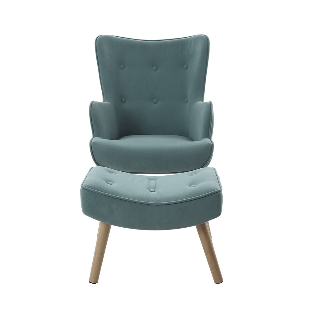 TWSC Armchair Set with Ottoman Blue Lansar