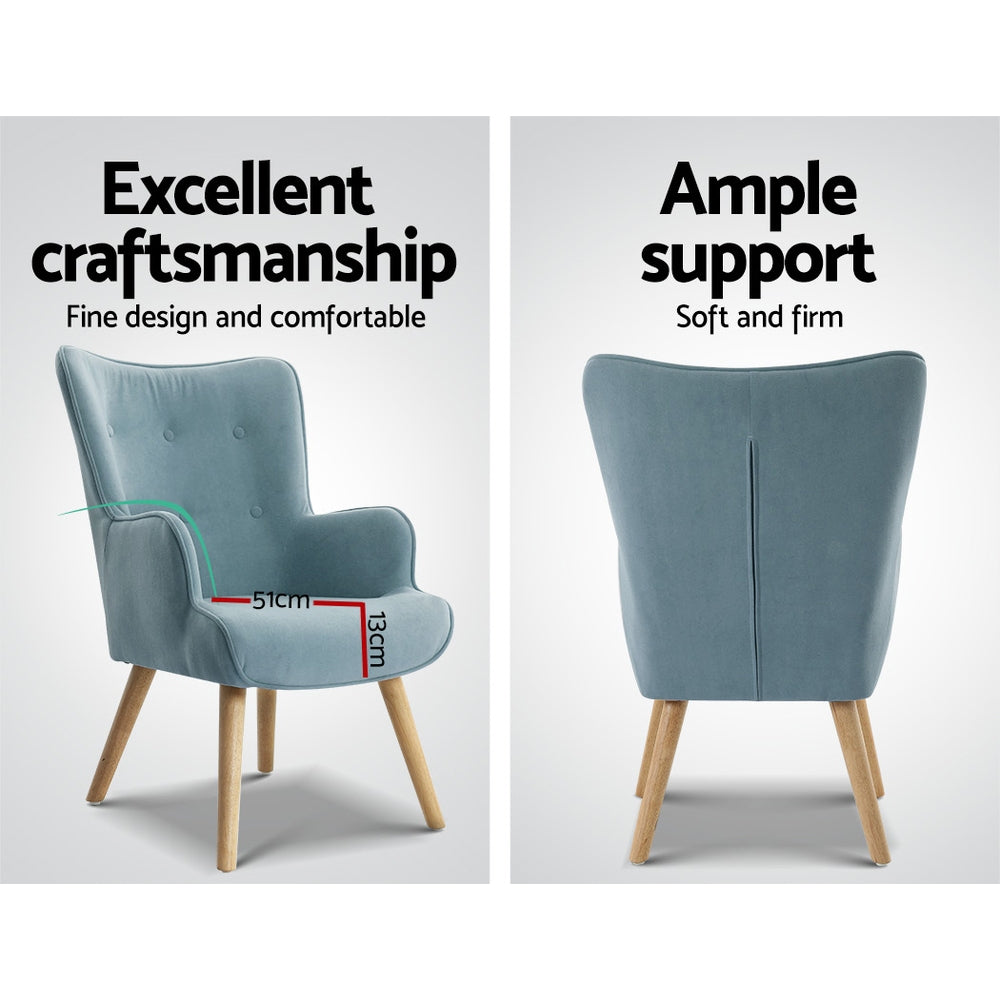 TWSC Armchair Set with Ottoman Blue Lansar