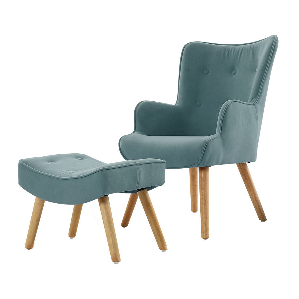 TWSC Armchair Set with Ottoman Blue Lansar