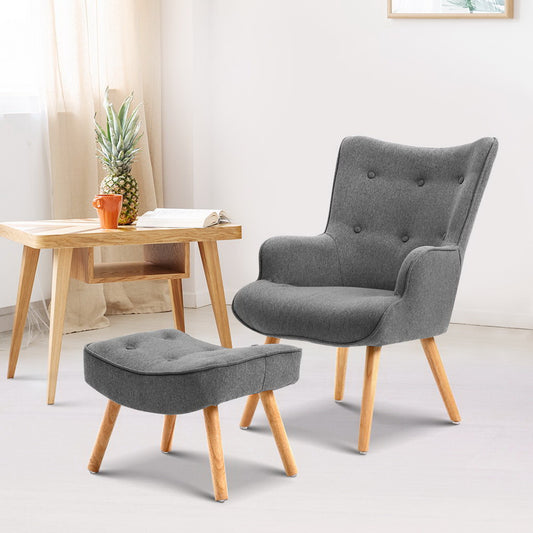 TWSC Armchair Set with Ottoman Grey Lansar