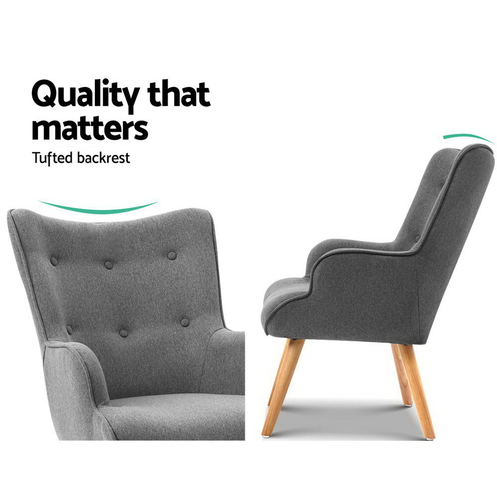 TWSC Armchair Set with Ottoman Grey Lansar