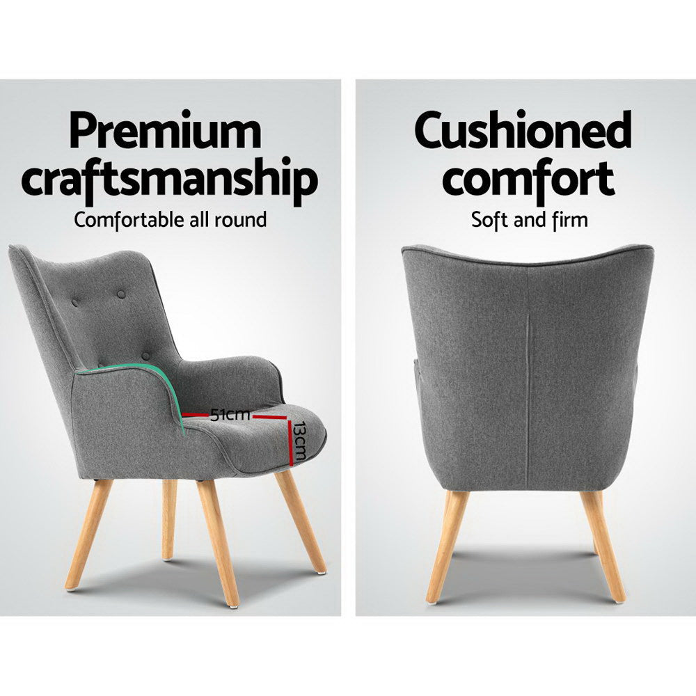 TWSC Armchair Set with Ottoman Grey Lansar