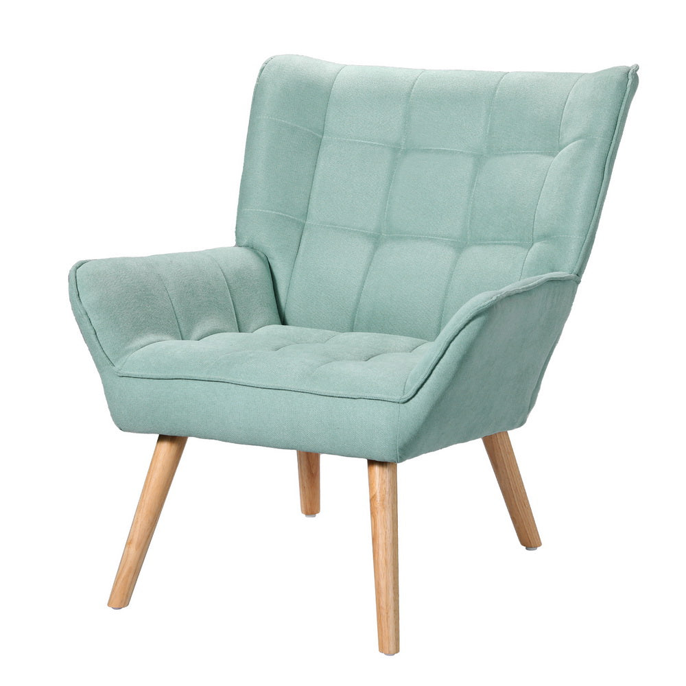 TWSC Armchair Lounge Chair Accent Chairs Sofa Linen Fabric Cushion Seat Blue