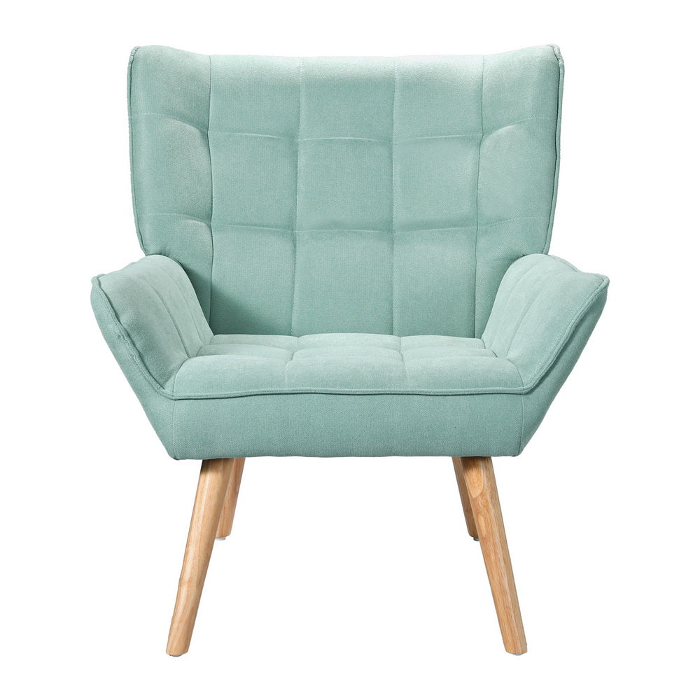 TWSC Armchair Lounge Chair Accent Chairs Sofa Linen Fabric Cushion Seat Blue