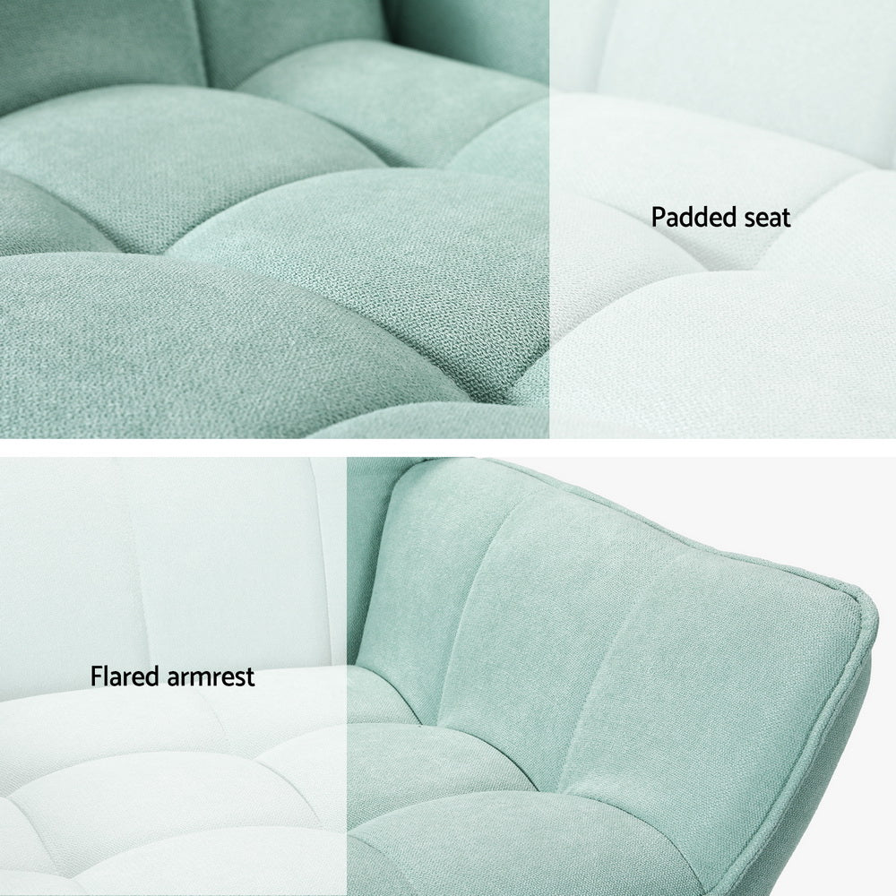 TWSC Armchair Lounge Chair Accent Chairs Sofa Linen Fabric Cushion Seat Blue