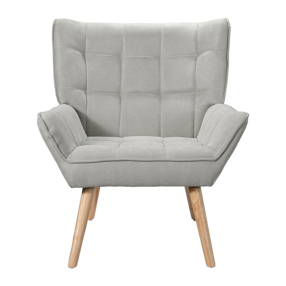 TWSC Armchair Lounge Chair Accent Chairs Sofa Linen Fabric Cushion Seat Grey