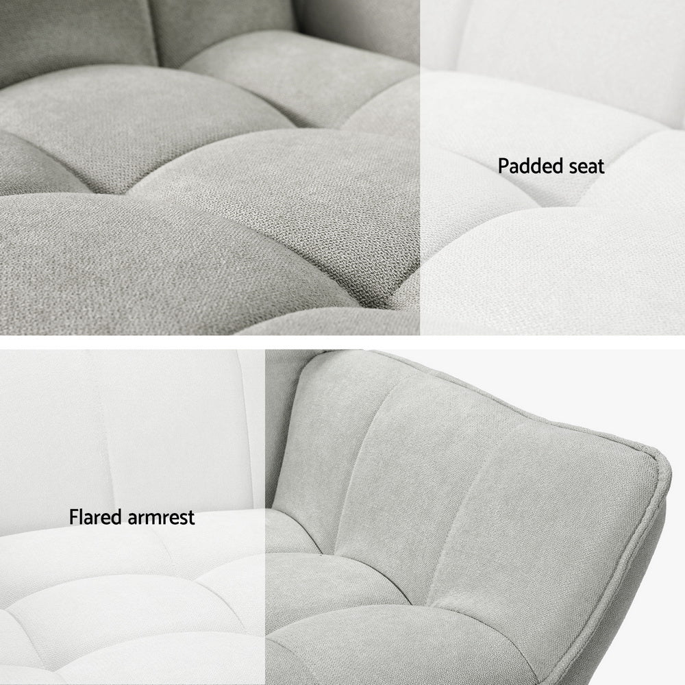 TWSC Armchair Lounge Chair Accent Chairs Sofa Linen Fabric Cushion Seat Grey