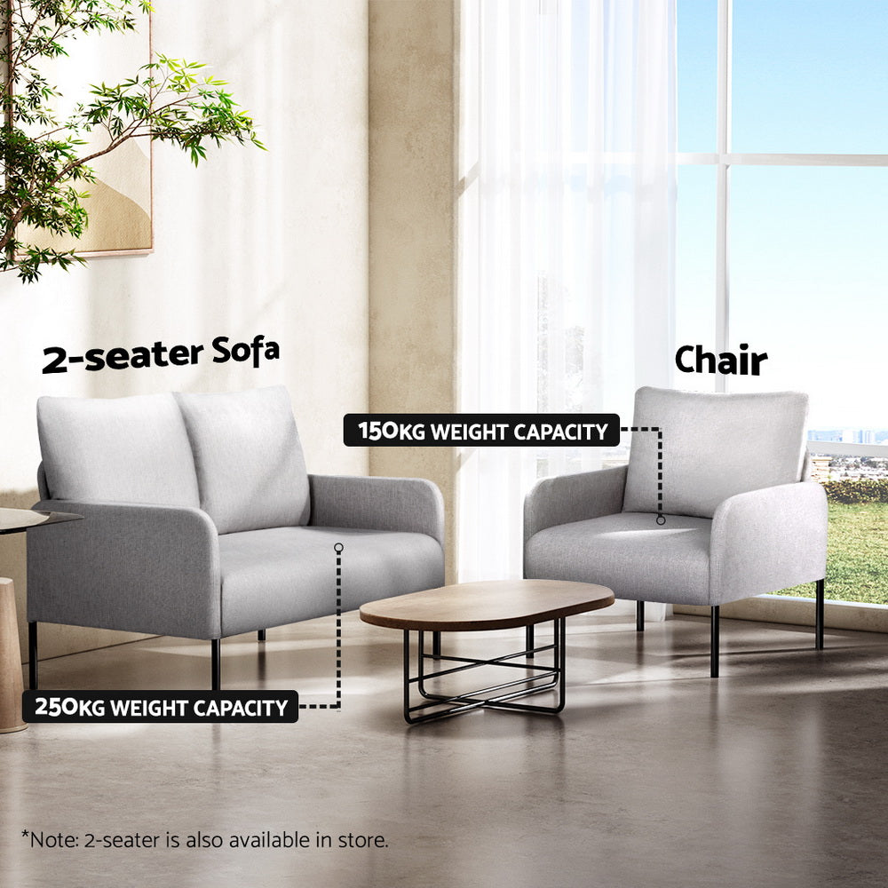 TWSC Armchair Accent Chair Pillow Fabric Grey