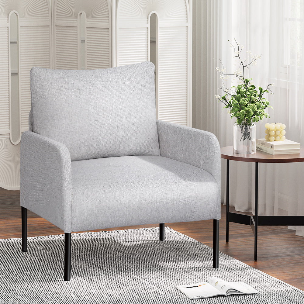 TWSC Armchair Accent Chair Pillow Fabric Grey