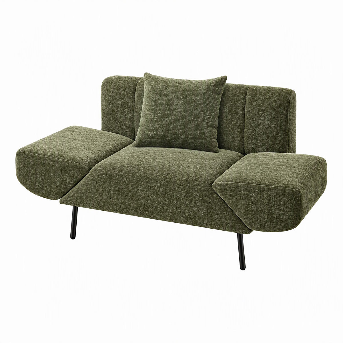 Artiss Armchair 3-in-1 Convertible Chenille Lounger and Daybed Green