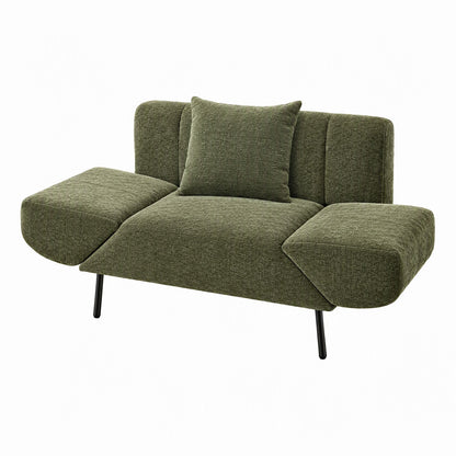 Artiss Armchair 3-in-1 Convertible Chenille Lounger and Daybed Green