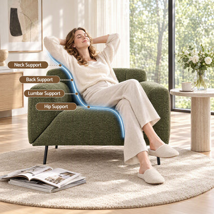 Artiss Armchair 3-in-1 Convertible Chenille Lounger and Daybed Green