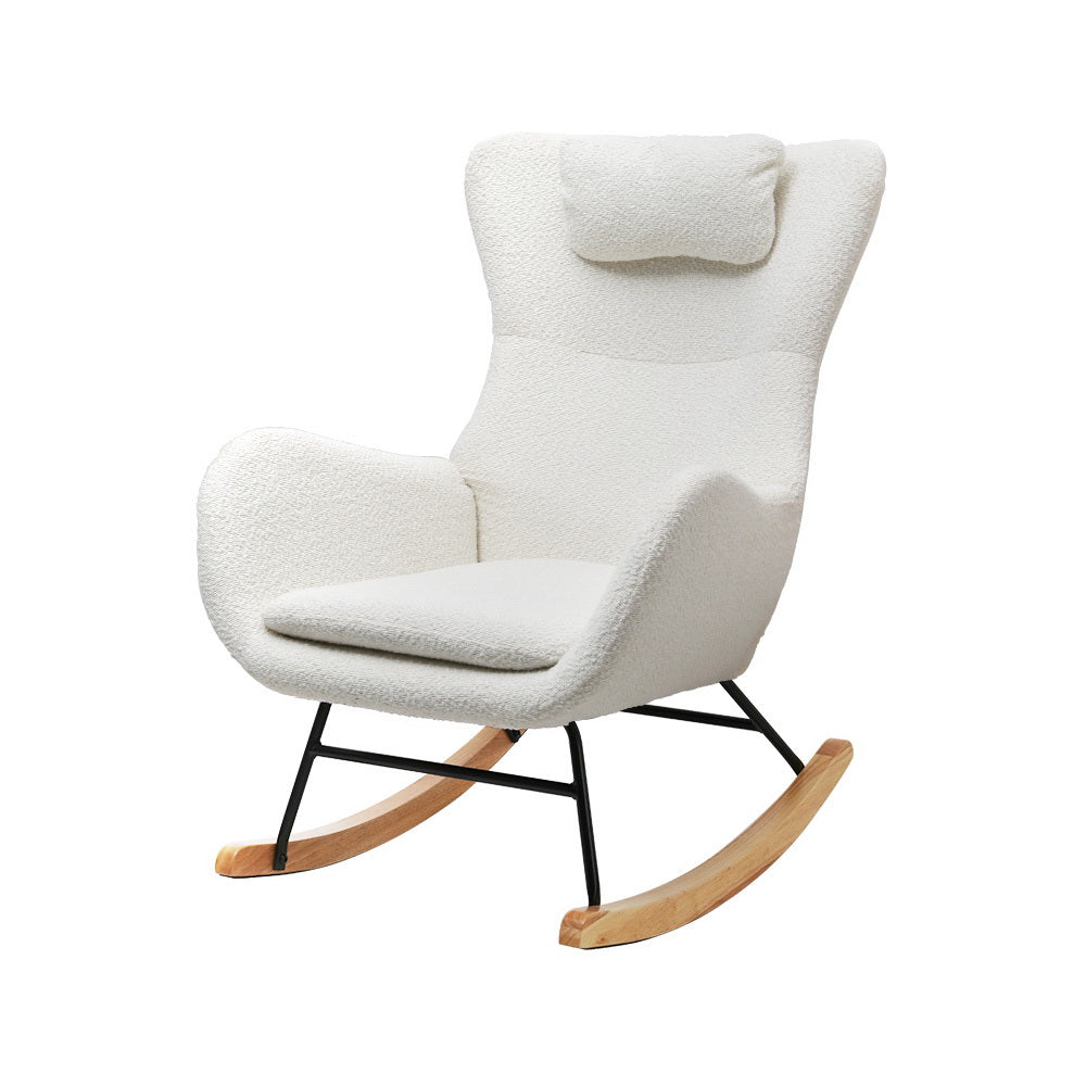 Rocking Chair – Plush Teddy Fabric, White