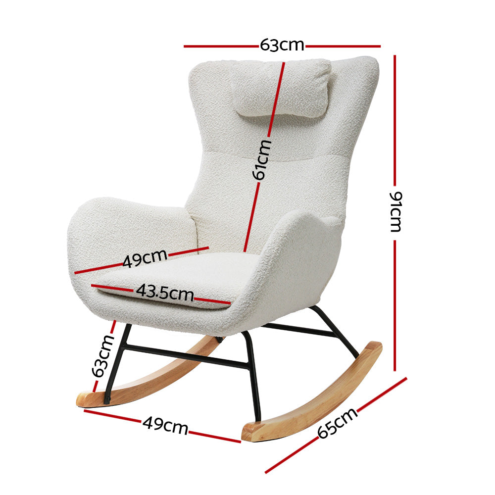 Rocking Chair – Plush Teddy Fabric, White