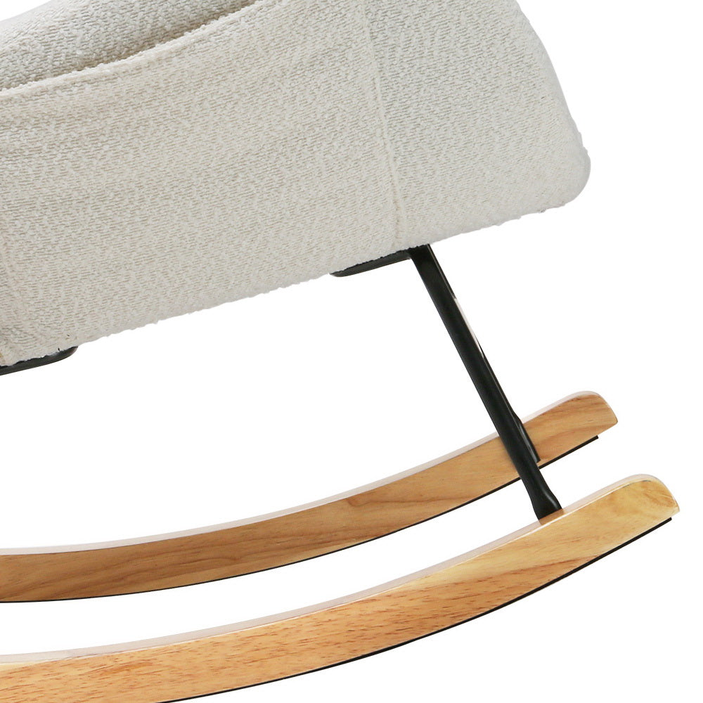 Rocking Chair – Plush Teddy Fabric, White